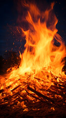 Fototapeta na wymiar Fierce Inferno: A Mesmerizing Intensity of a Bonfire in the dead of Night