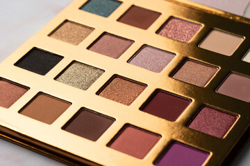 Eyeshadow palette close-up, cosmetics