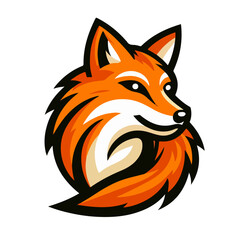 flat vector logo of a fox