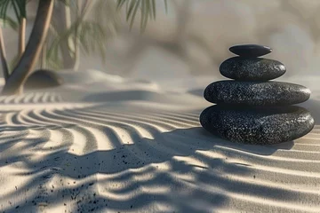 Cercles muraux Pierres dans le sable Tranquil scene of Zen stones and sand in perfect harmony