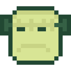 Pixel art monochrome halloween frankenstein head