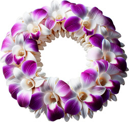 frangipani flower : Hawaiian Orchid Lei Circle isolated on solid white background