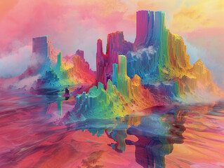 Abstract surrealism explored through digital painting where virtual landscapes offer endless possibilities