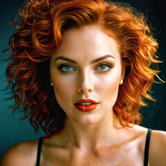Fototapeta premium A painting of a Radiant Girl. A painting of a Ginger Beauty