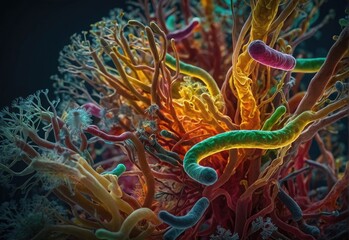 Obraz na płótnie Canvas Microscopic 3D Rendering of Intricate Human Cell Landscape