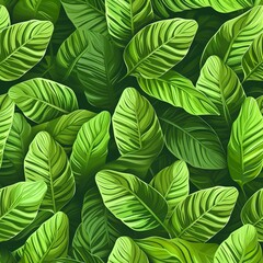 Smooth Green Lily Leaves Seamless Pattern Design Background


