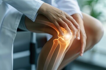 A translucent knee bone Fracture or inflammation of human knee joint with translucent showing knee bone structure. MRI and CT bone scan in hospital radiology unit.