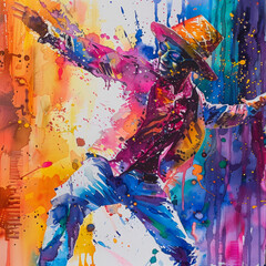 Colorful carnival watercolour. Dance Holiday celebration