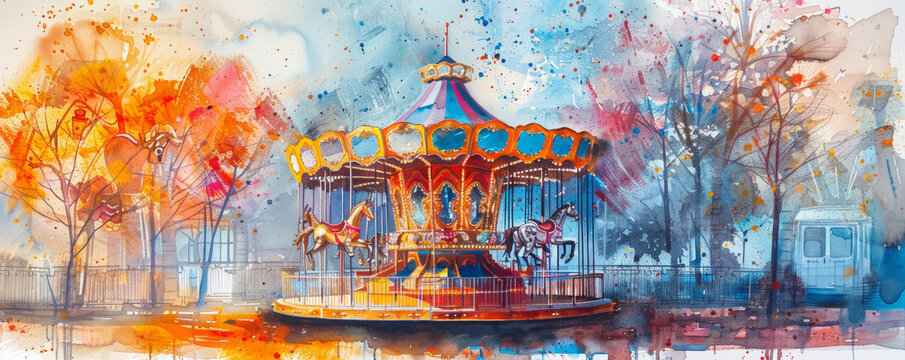 Colorful carnival watercolour. Holiday celebration