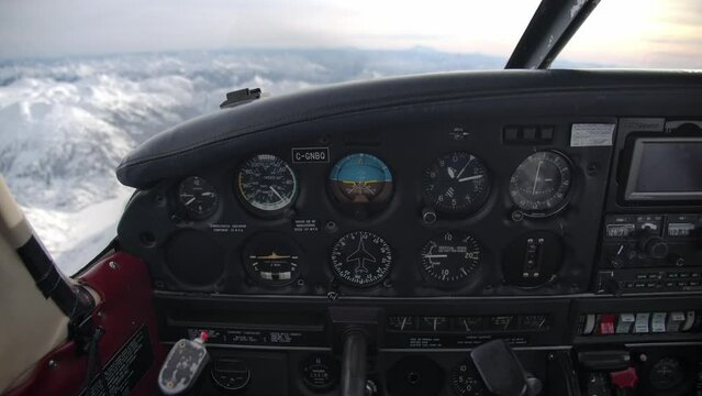 Pilot Cockpit POV Flying in a Small Single Engine Propeller Airplane