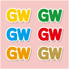 ゴールデンウィークのステッカー風カラフルなロゴセット