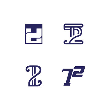 Initial Letter 2t T2 Logo set Design vector