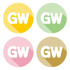 ゴールデンウィークの丸型アイコンのロゴ ロングシャドウ