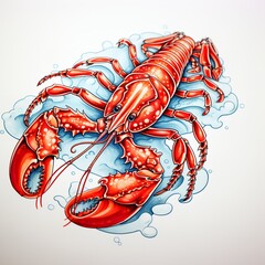 Lobster Coloring Page in Hyperrealistic Style