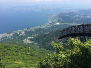 比良山系の山からの天気の良い日の景色