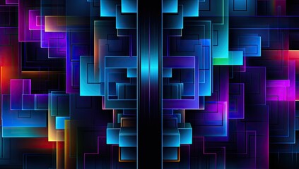 3d Colorful geometric designs on a dark background