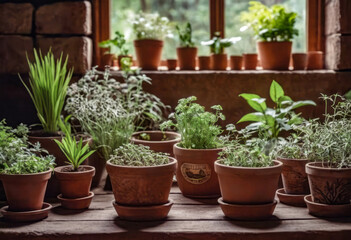 Rustic Charm of a Country Windowsill Herb Garden
