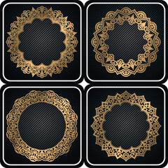 luxury mandala circular elements set. floral minimal frame set. 