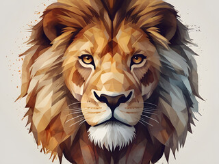 "Majestic lion head logo: A Modern Polygonal Vector Illustration"
"Fantasy lion face logo Art: Vibrant Watercolor Design on White Background"
"Mythical lion head logo Logo: Trendy Polygonal Style Vect