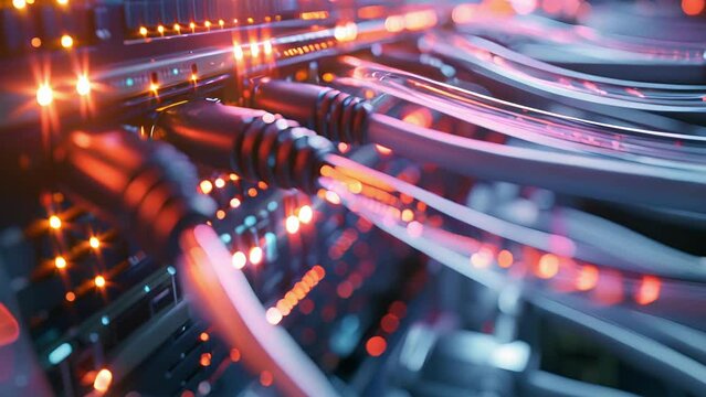 A series of cables and wires connecting multiple 5Genabled devices symbolizing the interconnectedness and expandability of the network to support various manufacturing processes.