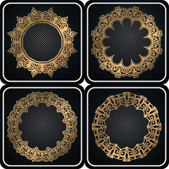 golden colorful mandala circular template.  minimal frame set.