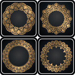 vintage frame set. mandala circular elements. round decorative luxury frame.