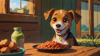 A dog waiting for food.
Generative AI