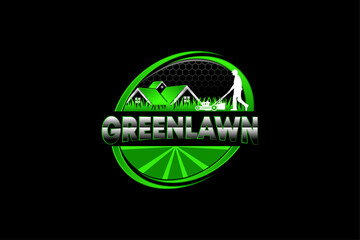Fototapeta na wymiar lawn care, grass trimming, landscape, grass, agriculture concept logo design 