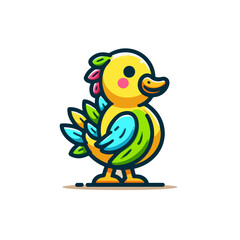 flat vector logo of a cute duck