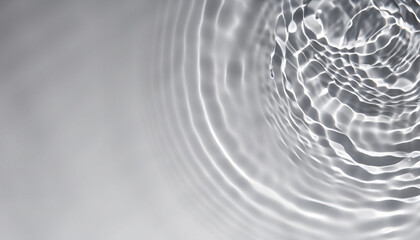 Water drop Ripple Flow sunlight top view Background, Circle wave pattern water well free space display product, Transparent clear water surface texture with ripples, splashes, Water Grey Background