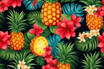 Gordijnen Summer pattern with fruits © Aida