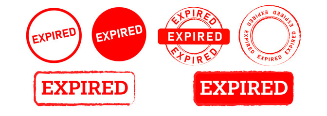 expired red rectangle and circle stamp logo label sticker sign information deadline time product