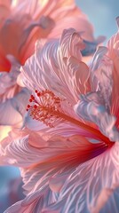 Thermal Symphony: Hibiscus petals dance between hot and cold, their warm hues contrasting with the icy backdrop.