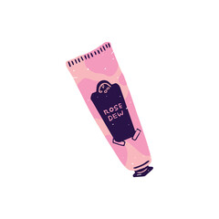 Cute tube of face moisturizing cream. Skincare product for skin hydration balance. Organic care mask for body. Daily natural bodycare cosmetics. Flat isolated vector illustration on white background