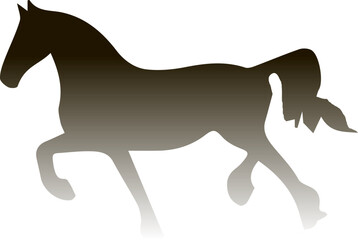 Horse . Side view. Horse in motion. Black silhouette on a transparent background. Large and tasty crayfish are a great snack for beer.  silhouette Gradient