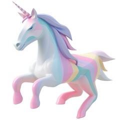 Rainbow Unicorn, isolated on transparent background, 3d vector style 