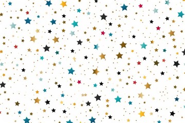 Festive pattern of colored stars on white background