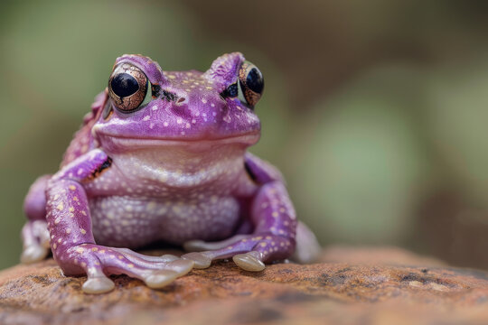 Indian Purple Frog on Purplish brown background copy space