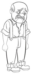 Black and white vector of a sad, elderly man