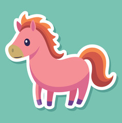 Cute pink pony horse with colors