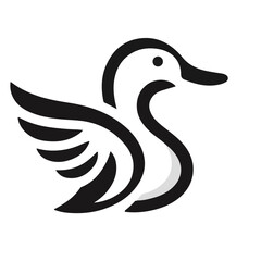 flat vector logo of a cute duck 