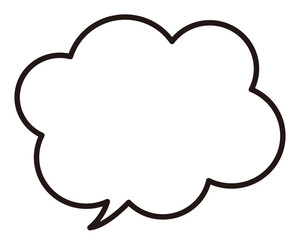 もくもくした雲の形をした吹き出しの線画、ベクターイラスト