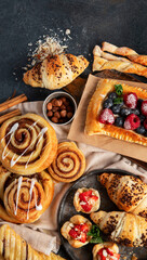 Sweet traditional pastry on dark background