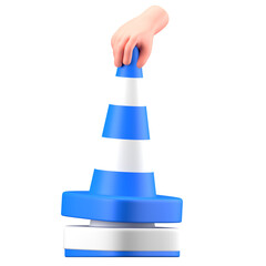 Hand Gesture Hold Cone Industry Construction