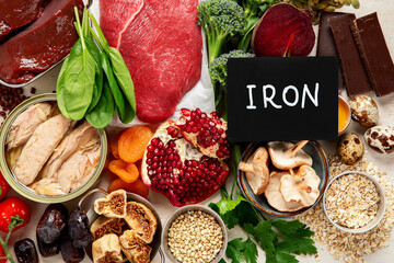 Food containing natural iron. Healthy eating