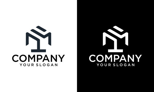 Creative linear Letter M Pine Tree Logo Design Vector Icon Graphic Emblem Illustration. letter m with tree logo icon design vector design template inspiration