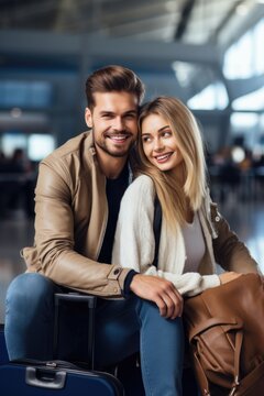 Man and woman at the airport