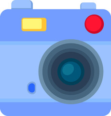 illustration of a flat image of a multimedia icon, a blue digital camera application
