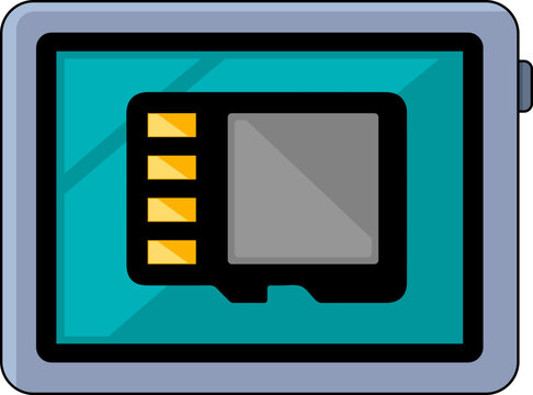 illustration of a flat image of a multimedia icon, device storage data