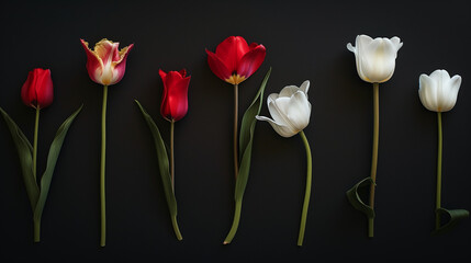 Obraz premium Tulips on a black background